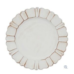 Pier 1 Cream Scalloped Charger Plate with Distressed Gold Trim - Set of 8